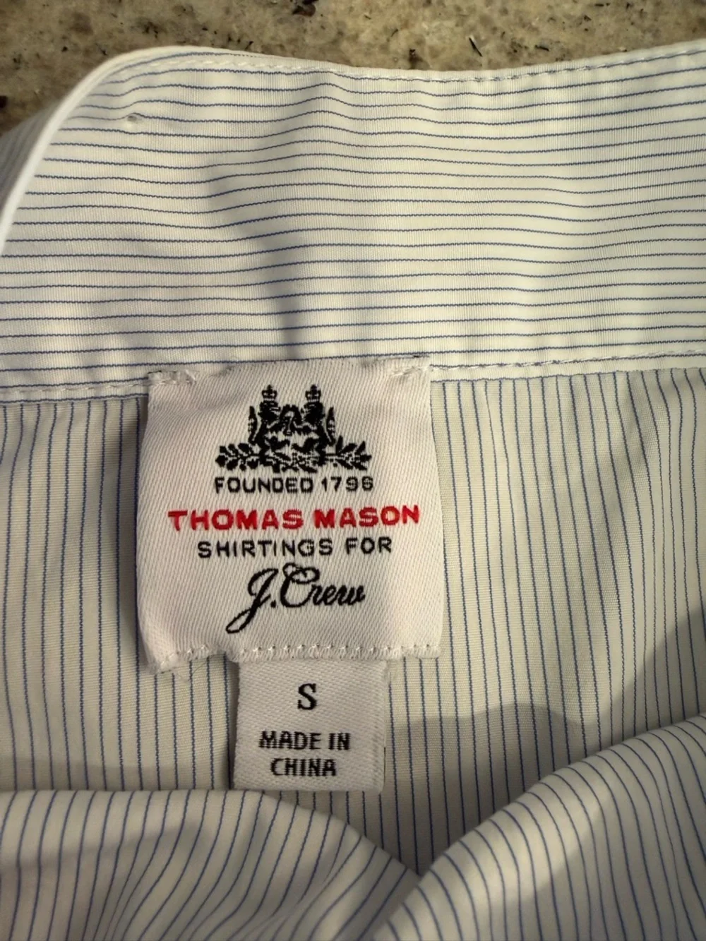 Thomas Mason for J. Crew Light Blue Striped Square-Neck Puff Sleeve Blouse Small